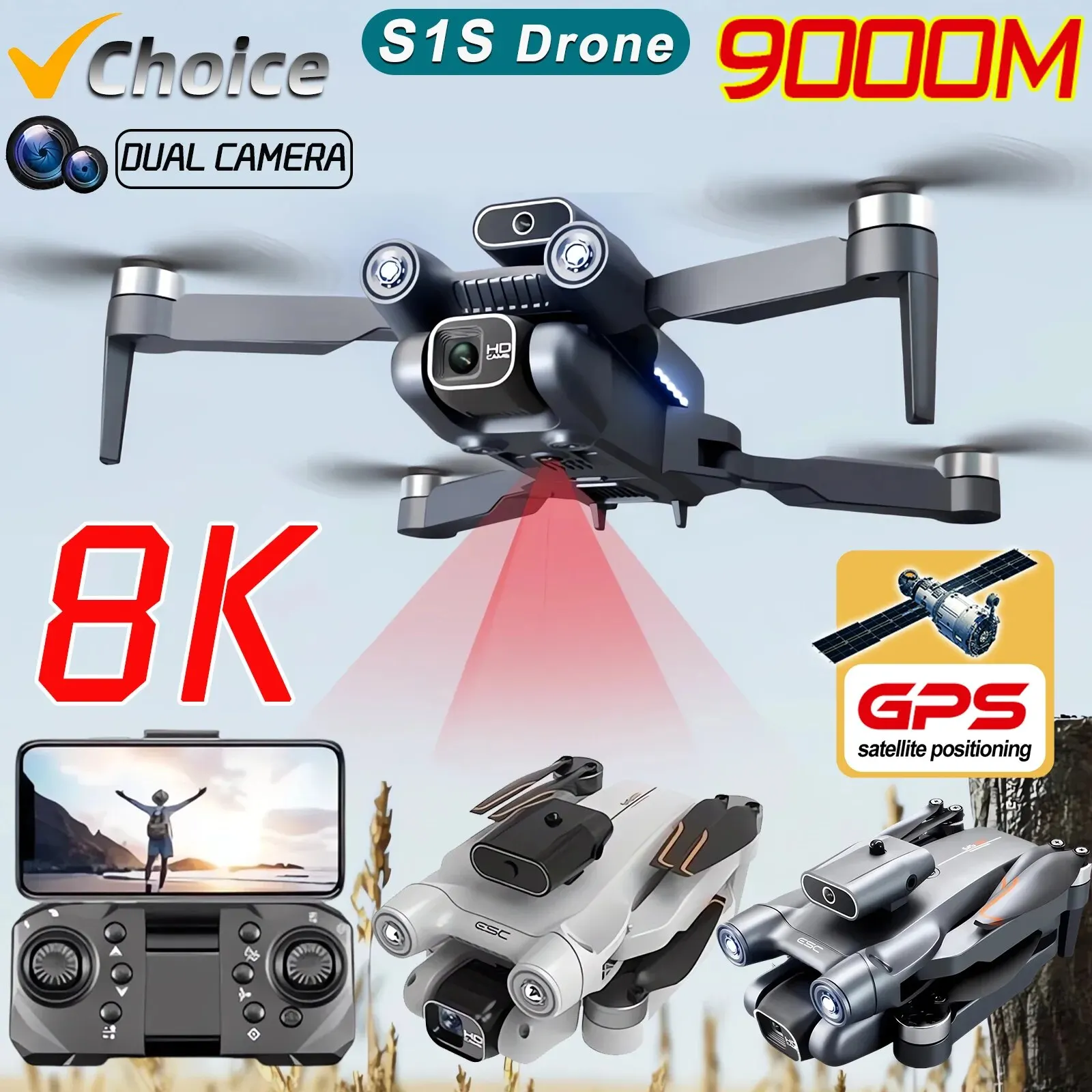 New S1S 5G GPS Drone Camera 8K - Diy Drone Electronics recension och pris